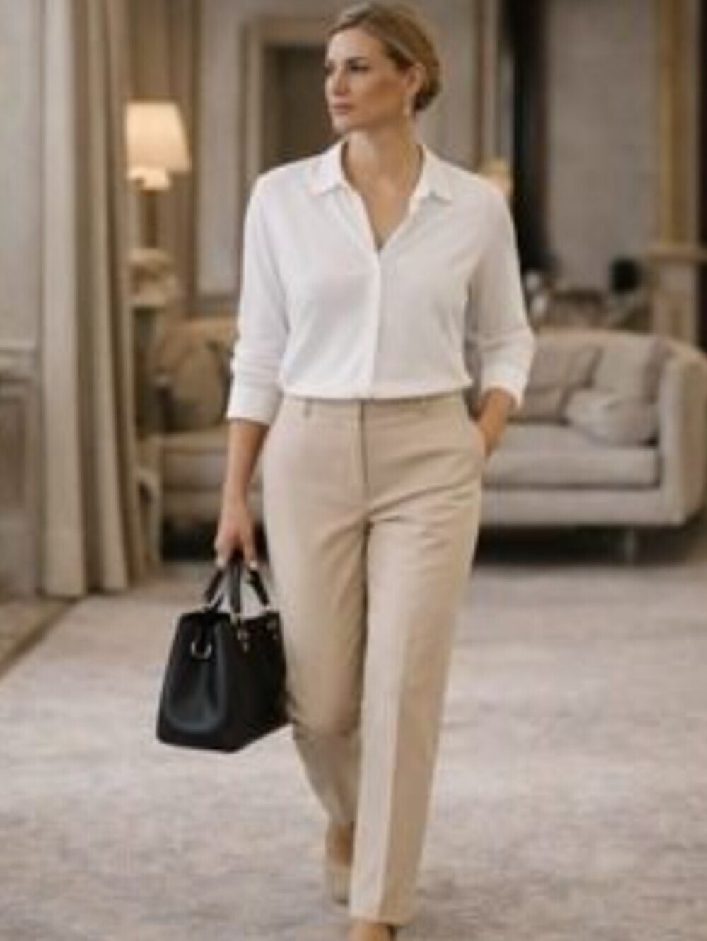Piazza Sempione Beige Tailored Straight-Leg Pants